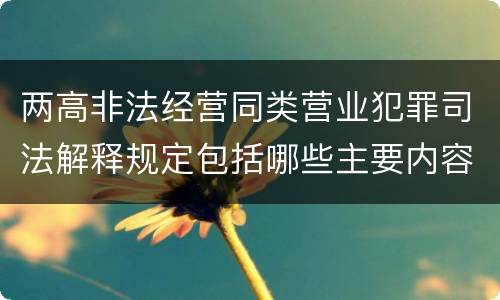 两高非法经营同类营业犯罪司法解释规定包括哪些主要内容