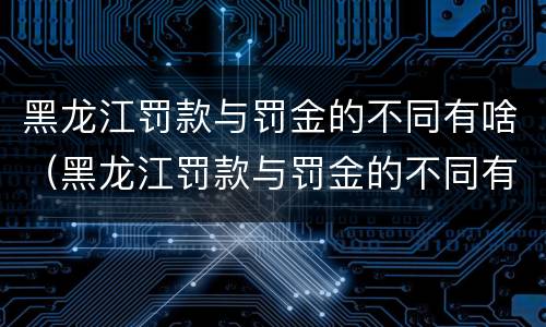 黑龙江罚款与罚金的不同有啥（黑龙江罚款与罚金的不同有啥区别）