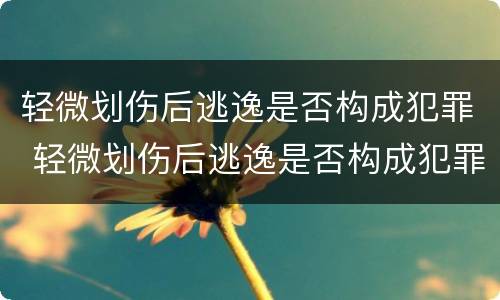 轻微划伤后逃逸是否构成犯罪 轻微划伤后逃逸是否构成犯罪行为