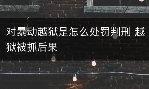 对暴动越狱是怎么处罚判刑 越狱被抓后果