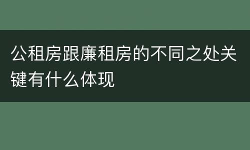 公租房跟廉租房的不同之处关键有什么体现