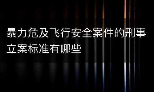 暴力危及飞行安全案件的刑事立案标准有哪些