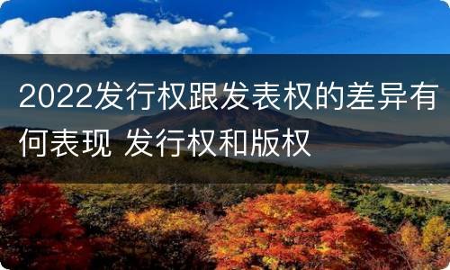 2022发行权跟发表权的差异有何表现 发行权和版权