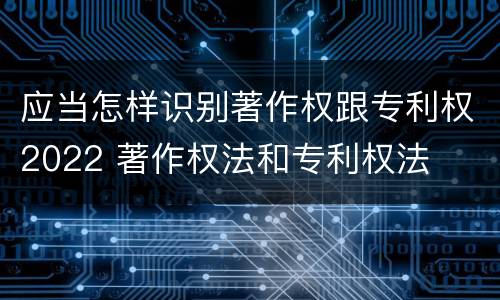 应当怎样识别著作权跟专利权2022 著作权法和专利权法