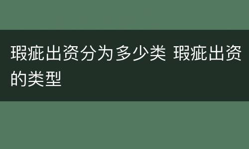 瑕疵出资分为多少类 瑕疵出资的类型