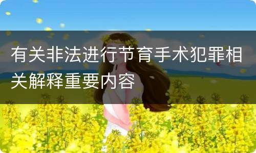 有关非法进行节育手术犯罪相关解释重要内容