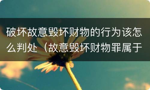 破坏故意毁坏财物的行为该怎么判处（故意毁坏财物罪属于）