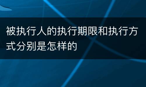 被执行人的执行期限和执行方式分别是怎样的