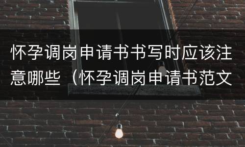 怀孕调岗申请书书写时应该注意哪些（怀孕调岗申请书范文）