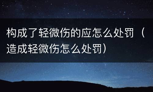 构成了轻微伤的应怎么处罚（造成轻微伤怎么处罚）