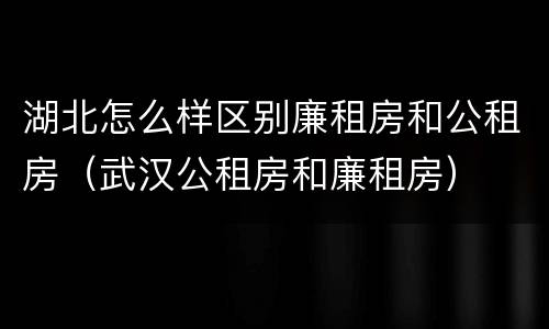 湖北怎么样区别廉租房和公租房（武汉公租房和廉租房）