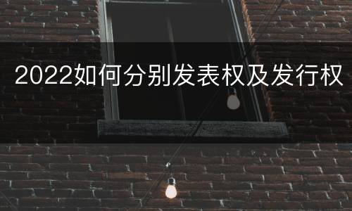 2022如何分别发表权及发行权