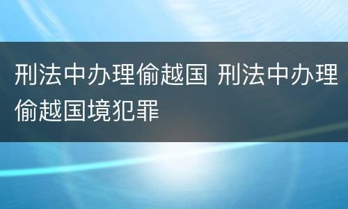 刑法中办理偷越国 刑法中办理偷越国境犯罪