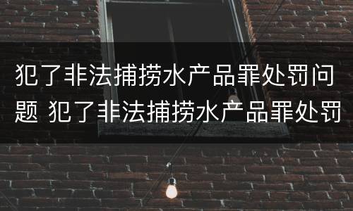 犯了非法捕捞水产品罪处罚问题 犯了非法捕捞水产品罪处罚问题大吗