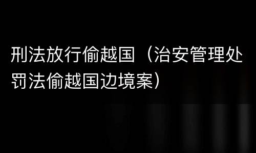 刑法放行偷越国（治安管理处罚法偷越国边境案）