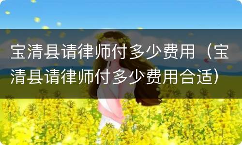 宝清县请律师付多少费用（宝清县请律师付多少费用合适）