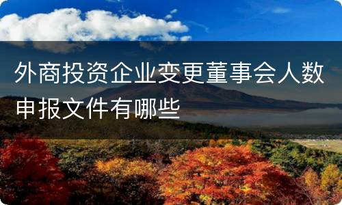 外商投资企业变更董事会人数申报文件有哪些