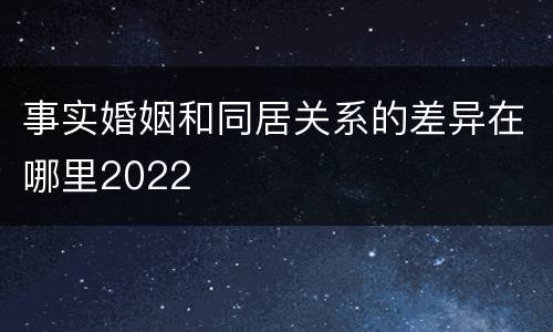 事实婚姻和同居关系的差异在哪里2022