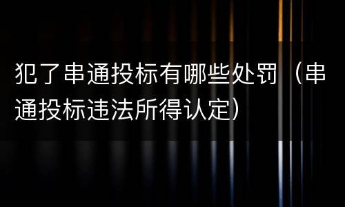 犯了串通投标有哪些处罚（串通投标违法所得认定）
