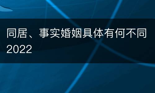 同居、事实婚姻具体有何不同2022
