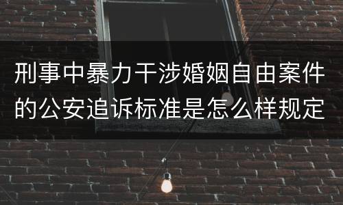 刑事中暴力干涉婚姻自由案件的公安追诉标准是怎么样规定