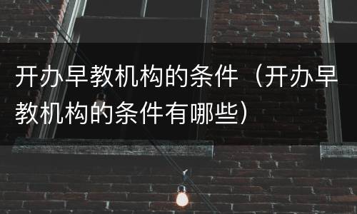 开办早教机构的条件（开办早教机构的条件有哪些）