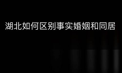 湖北如何区别事实婚姻和同居