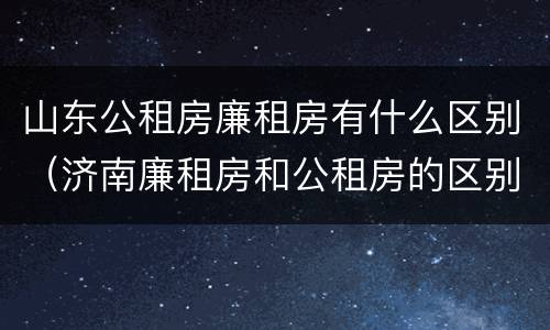 山东公租房廉租房有什么区别（济南廉租房和公租房的区别）