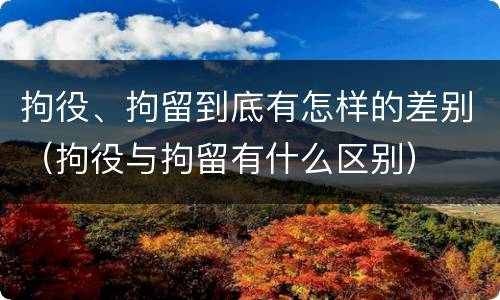 拘役、拘留到底有怎样的差别(拘役与拘留有什么区别)