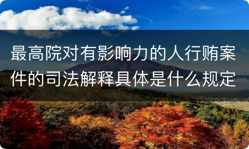 最高院对有影响力的人行贿案件的司法解释具体是什么规定