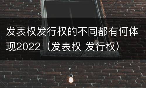 发表权发行权的不同都有何体现2022（发表权 发行权）