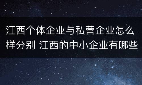 江西个体企业与私营企业怎么样分别 江西的中小企业有哪些
