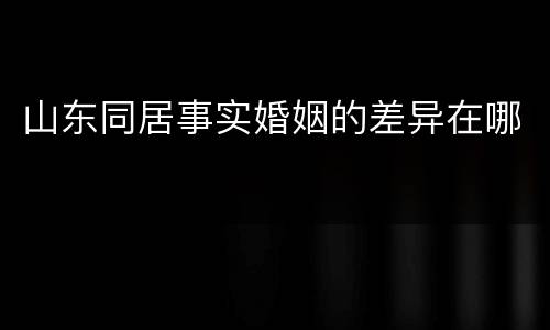 山东同居事实婚姻的差异在哪