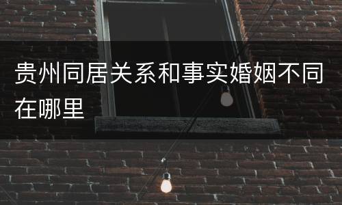 贵州同居关系和事实婚姻不同在哪里