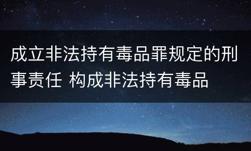 成立非法持有毒品罪规定的刑事责任 构成非法持有毒品