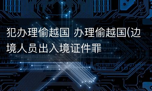 犯办理偷越国 办理偷越国(边境人员出入境证件罪