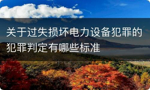 关于过失损坏电力设备犯罪的犯罪判定有哪些标准