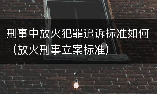 刑事中放火犯罪追诉标准如何（放火刑事立案标准）