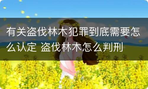 有关盗伐林木犯罪到底需要怎么认定 盗伐林木怎么判刑