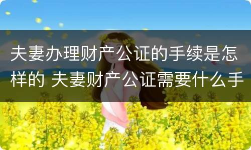 夫妻办理财产公证的手续是怎样的 夫妻财产公证需要什么手续