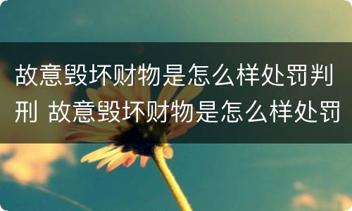 故意毁坏财物是怎么样处罚判刑 故意毁坏财物是怎么样处罚判刑的