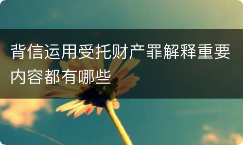 背信运用受托财产罪解释重要内容都有哪些