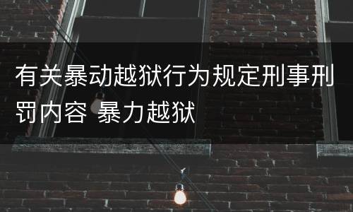 有关暴动越狱行为规定刑事刑罚内容 暴力越狱