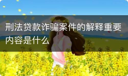 刑法贷款诈骗案件的解释重要内容是什么