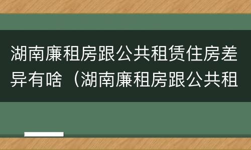 湖南廉租房跟公共租赁住房差异有啥（湖南廉租房跟公共租赁住房差异有啥影响）