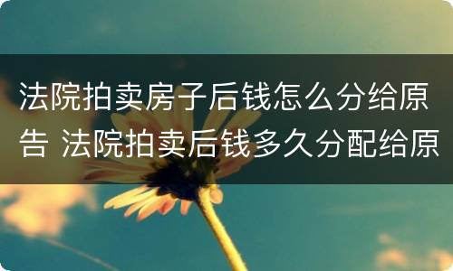 法院拍卖房子后钱怎么分给原告 法院拍卖后钱多久分配给原告