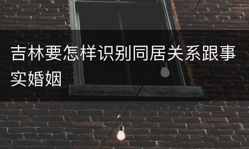 吉林要怎样识别同居关系跟事实婚姻