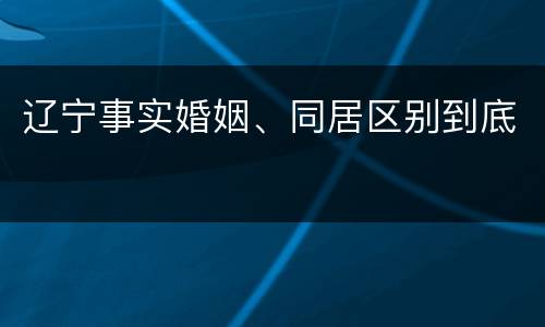 辽宁事实婚姻、同居区别到底
