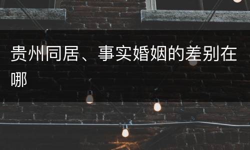 贵州同居、事实婚姻的差别在哪