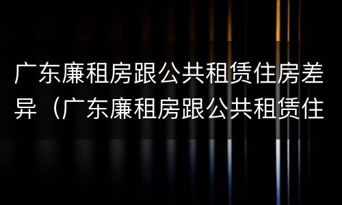 广东廉租房跟公共租赁住房差异（广东廉租房跟公共租赁住房差异吗）
